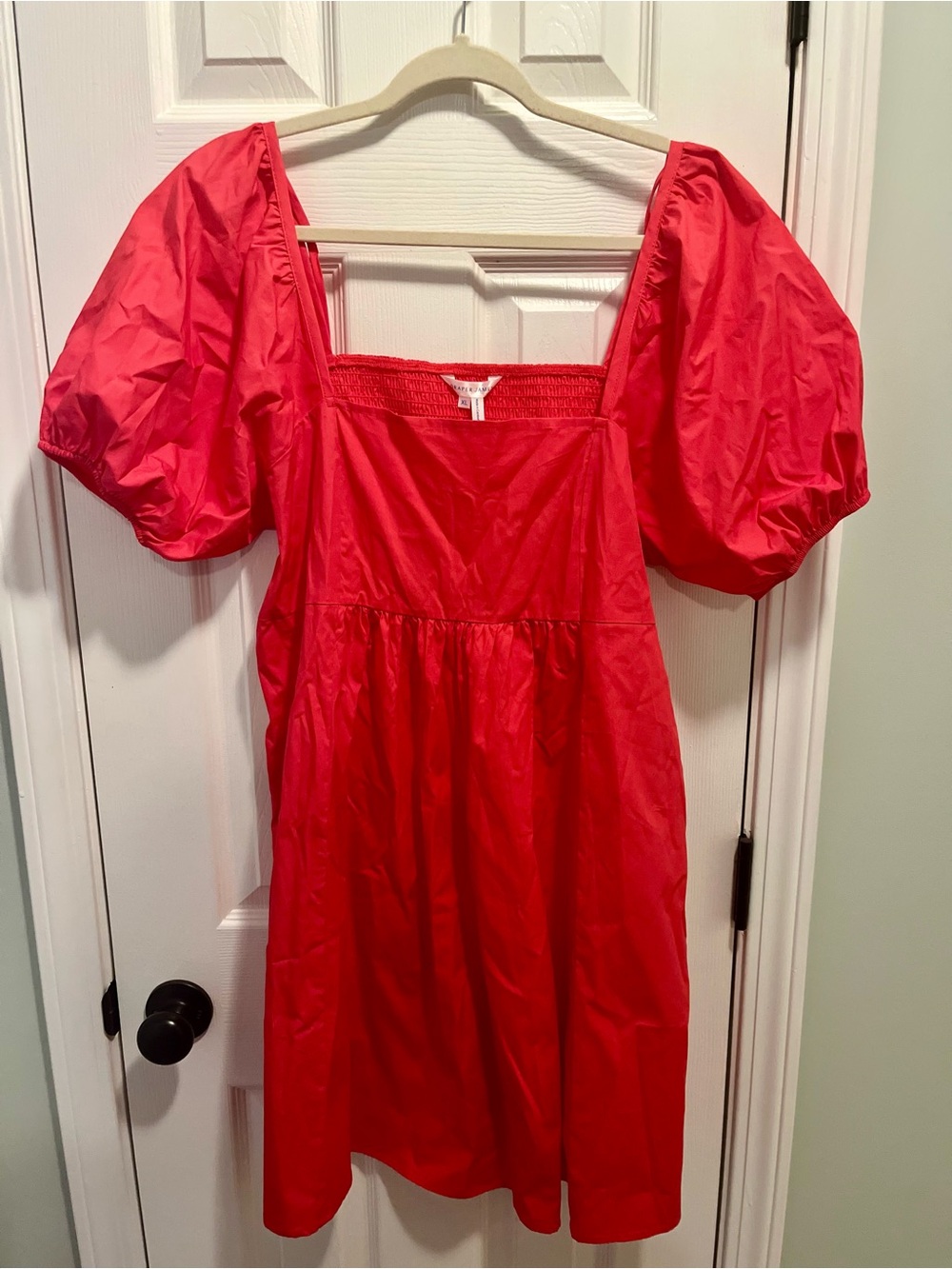 Draper James Dress Women’s XL Hibiscus Red Puff Sleeve Cotten Mini Dress New